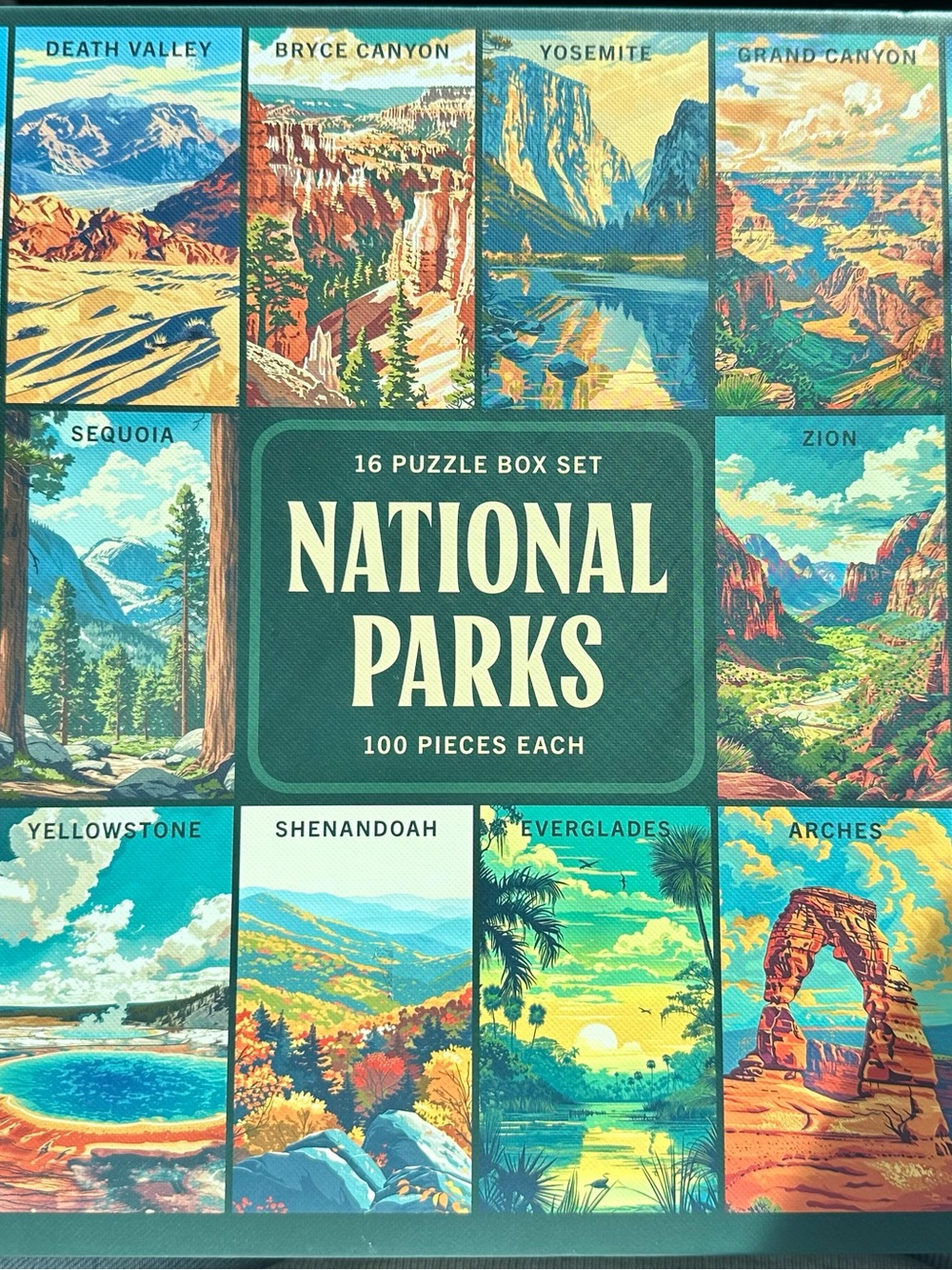 RoseArt National Parks 16 Puzzle Box Set 100 Pieces Each 1600 Pieces Gift Set